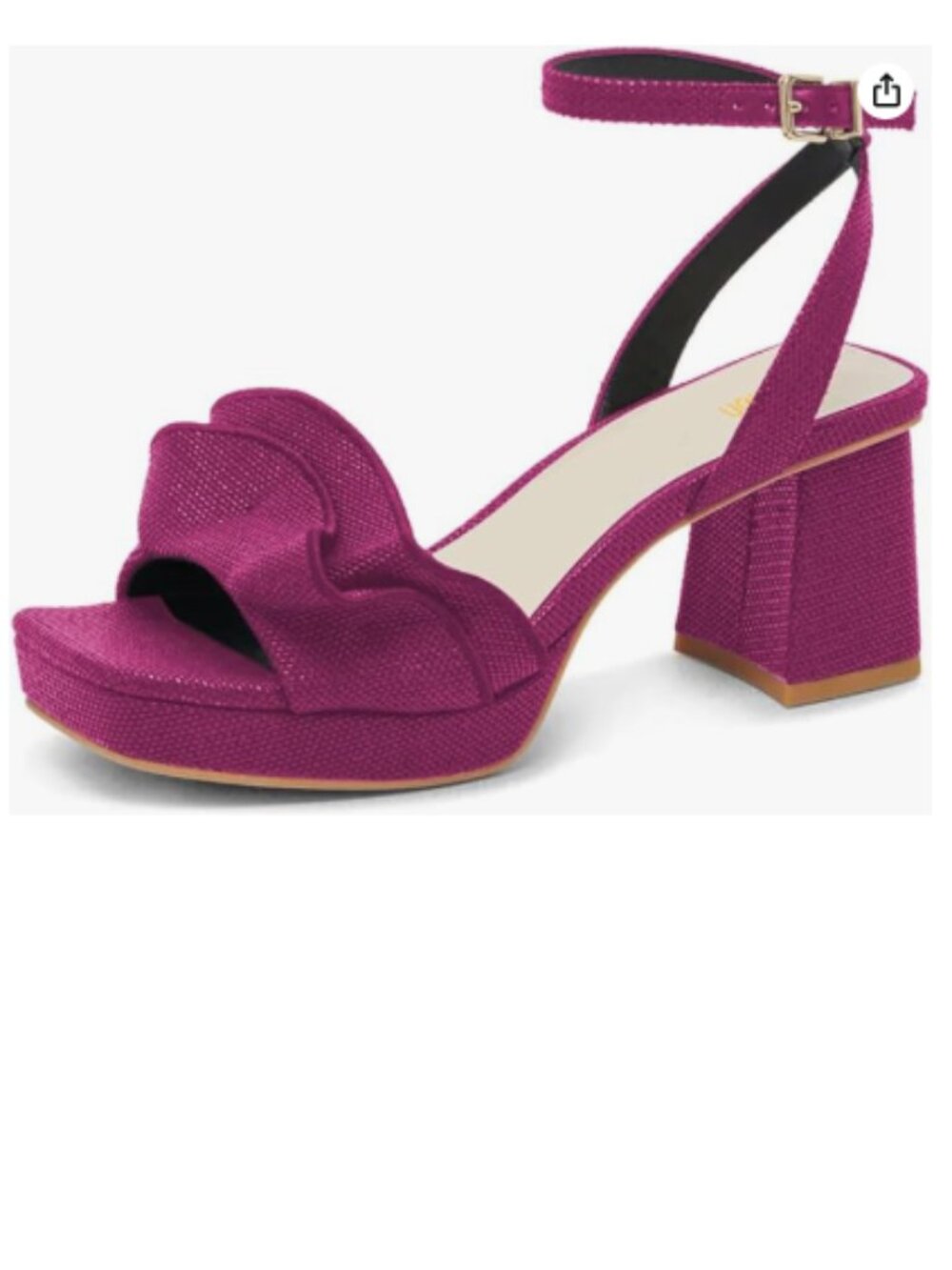 Pazzion Plum Platform Square Toe Pleated Ruffle Sandal High Heel Strap Shoes
